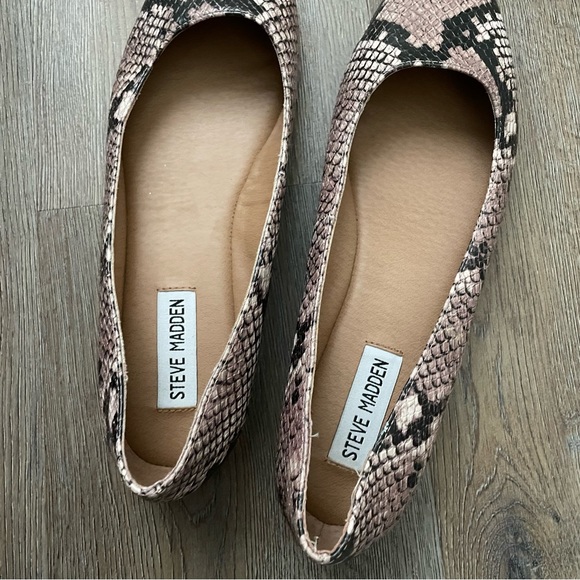 Steve Madden Danny Faux Leather Sand Python Ballerina Flats Size 9 - Picture 5 of 16